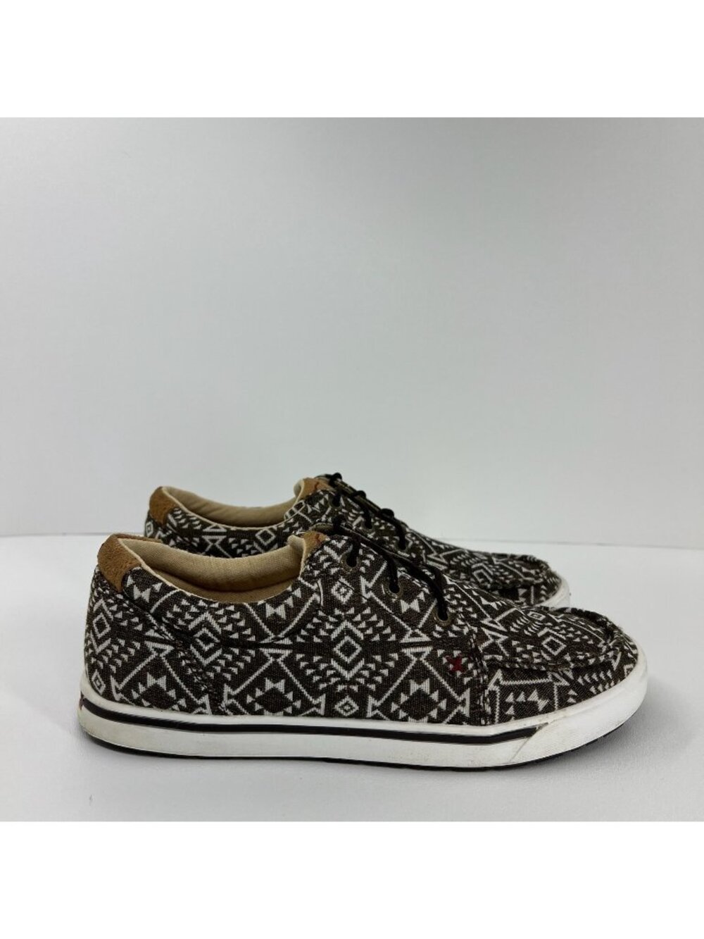 Twisted X Hooey Loper Western Aztec Canvas Shoes Women 8.5 Lace Up Low Top Brown